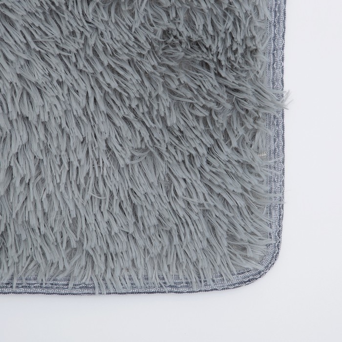 Коврики для ванной и туалета Доляна «Плюшевый», 3 шт: 32×40 см, 40×50 см, 50×80 см, цвет серый