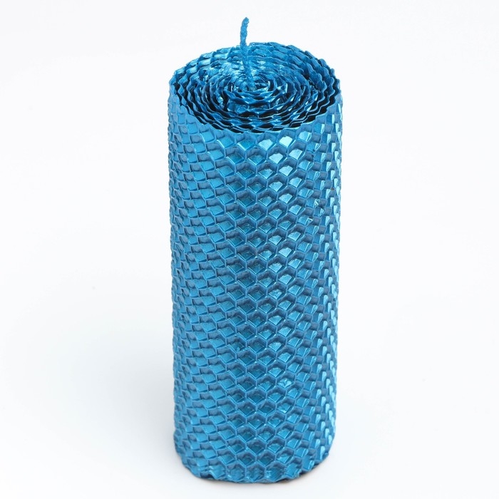 Свеча из вощины, 4,5х4,5х12,5 см, синий металлик Свеча из вощины, 4,5х4,5х12,5 см, синий металлик