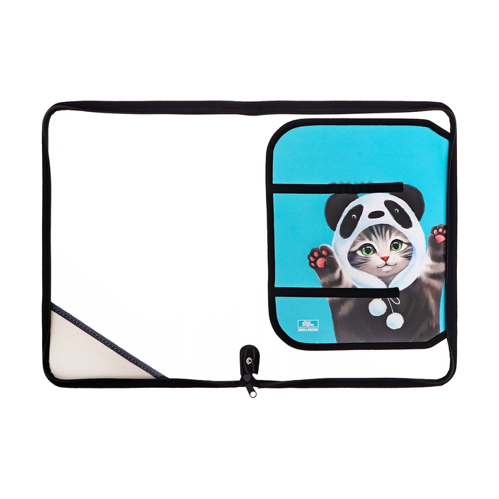 Папка для труда А4, 325 х 230 х 25 мм, молния вокруг, откидная планка, пластиковая, ПТР-1, Calligrata  Папка для труда А4, 325 х 230 х 25 мм, молния вокруг, откидная планка, пластиковая, ПТР-1, Calligrata "Котик панда"