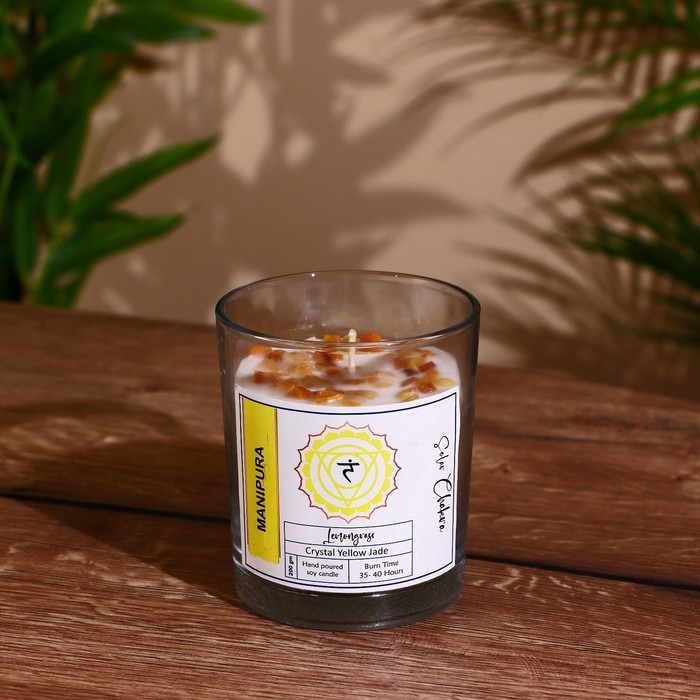 Свеча соевая  Свеча соевая "7 чакр" с кристаллами, 200 гр, Манипура