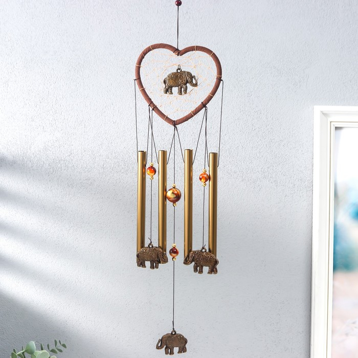 Музыка ветра+ловец снов Музыка ветра+ловец снов "Слон в сердце" 4 трубки 52 см