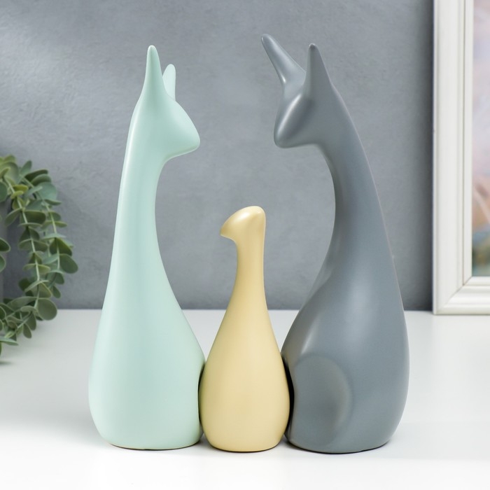 Сувенир керамика Сувенир керамика "Семья жирафиков" пастель матовый набор 3 шт 15х5 25х7 25,5х9 см