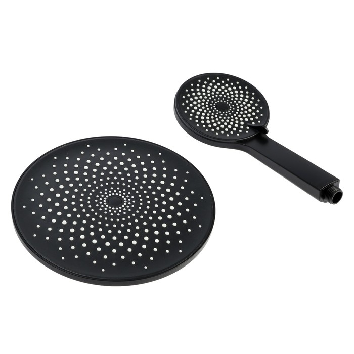 Набор леек для душа ZEIN Z3553, верхняя на шарнире d=22 cм, ручная 5 режимов d=12 cм, черный Набор леек для душа ZEIN Z3553, верхняя на шарнире d=22 cм, ручная 5 режимов d=12 cм, черный