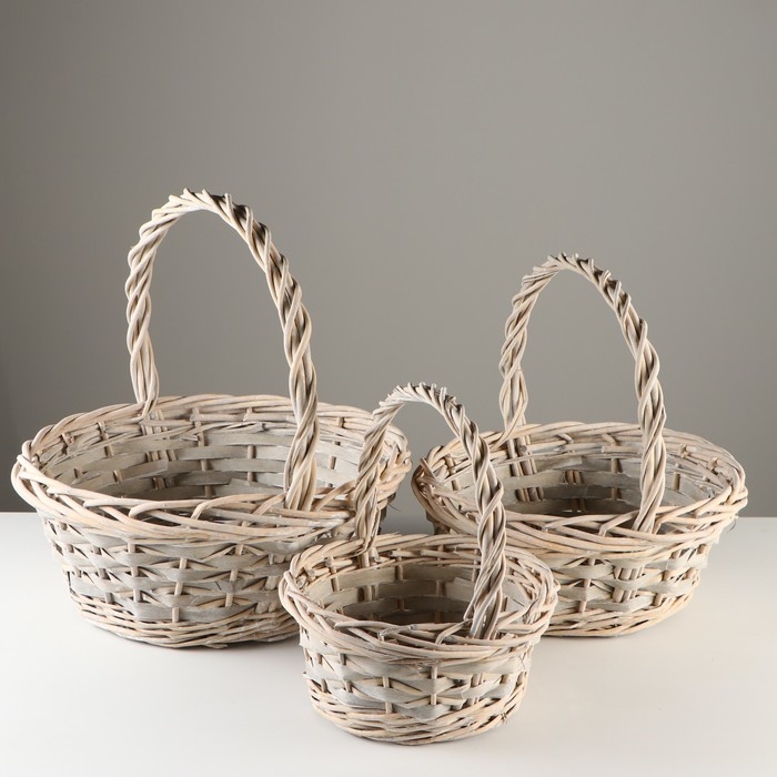 Набор корзин, 3 шт, 43х16/42 см, 35х14/35 см, 28х12/20 см, ива Набор корзин, 3 шт, 43х16/42 см, 35х14/35 см, 28х12/20 см, ива