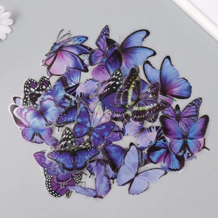 Наклейки для творчества пластик PVC Наклейки для творчества пластик PVC "Волшебные бабочки" набор 40 шт 9х10.5 см