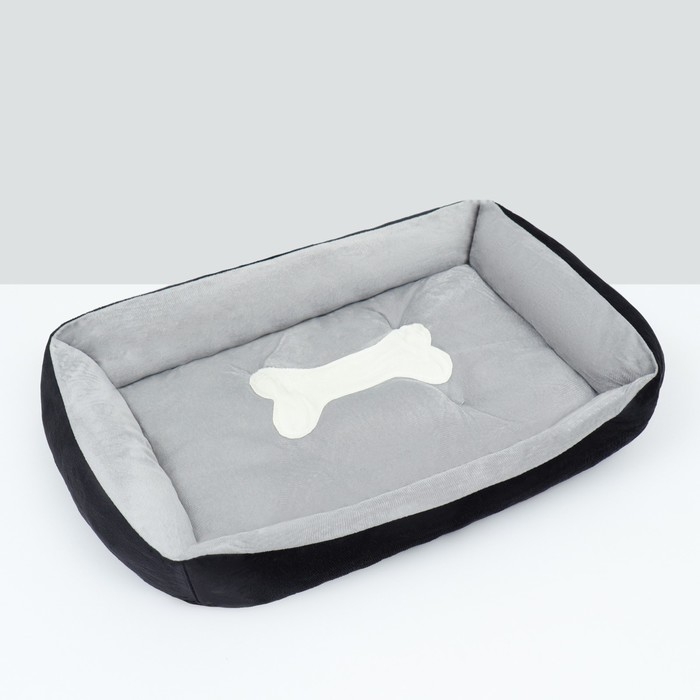 Лежанка-диван  Лежанка-диван "Косточка", 60 х 45 х 15, серо-чёрная