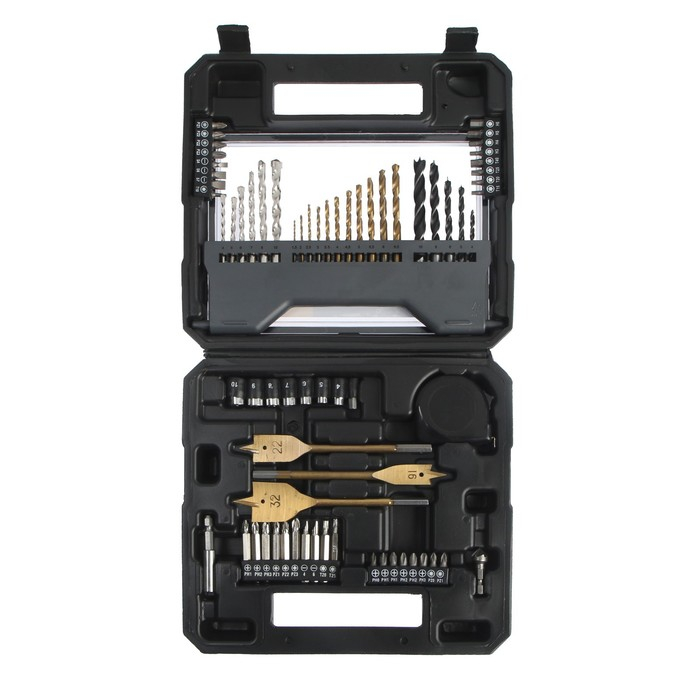 Набор универсальный ТУНДРА, сверла по дереву, бетону, металлу, биты, торц. головки, 70 шт. Набор универсальный ТУНДРА, сверла по дереву, бетону, металлу, биты, торц. головки, 70 шт.