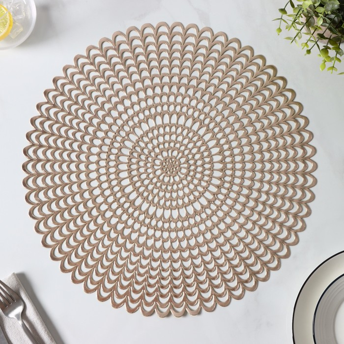 Салфетки сервировочные на стол Доляна «Солнечная», d=38 см, 4 шт, цвет золотой Салфетки сервировочные на стол Доляна «Солнечная», d=38 см, 4 шт, цвет золотой