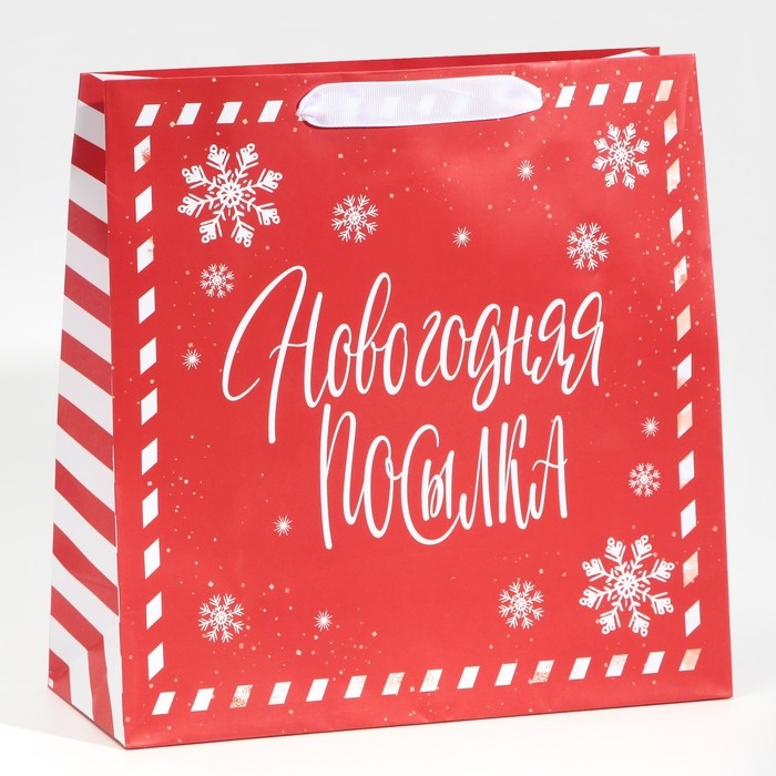 Пакет подарочный новогодний ламинированный квадратный «Новогодняя посылка», 30 х 30 х 12 см, Новый год Пакет подарочный новогодний ламинированный квадратный «Новогодняя посылка», 30 х 30 х 12 см, Новый год