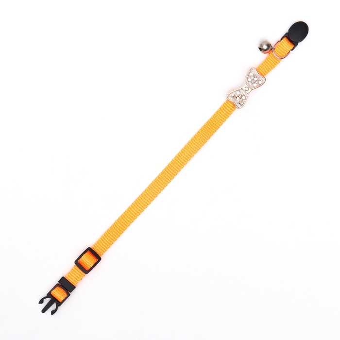 Ошейник кошачий Ошейник кошачий "Бантик" со стразами, 30 х 1 см, оранжевый