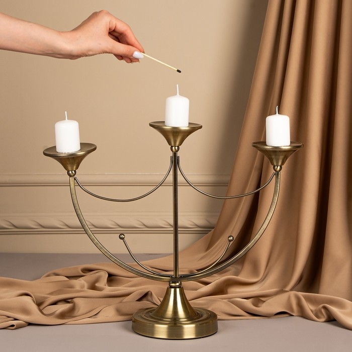 Подсвечник металл «Герцог», на 3 свечи, 44 х 14 х 24 см