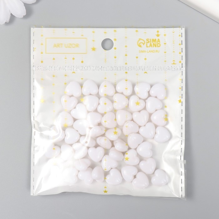 Бусины пластик Бусины пластик "Сердечко белоснежное" набор 20 гр 0,6х1х1 см