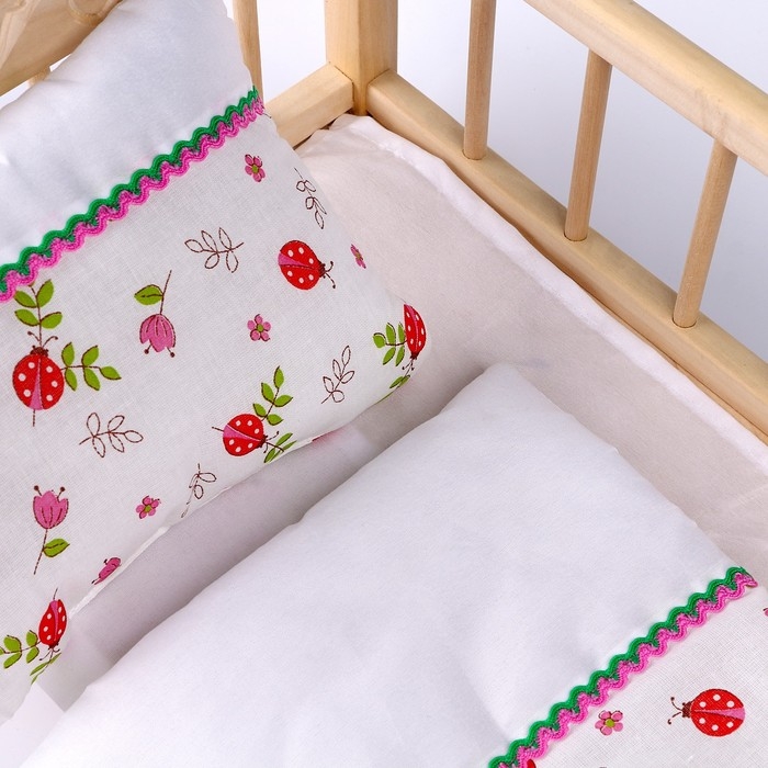 Кукольное постельное «Божьи коровки», х/б: простынь, одеяло 46 × 36 см, подушка 23 × 19 см Кукольное постельное «Божьи коровки», х/б: простынь, одеяло 46 × 36 см, подушка 23 × 19 см