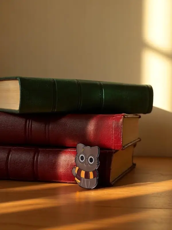 Значок &laquo;Котик&raquo;, из Гриффиндора, цветной в чёрном металле