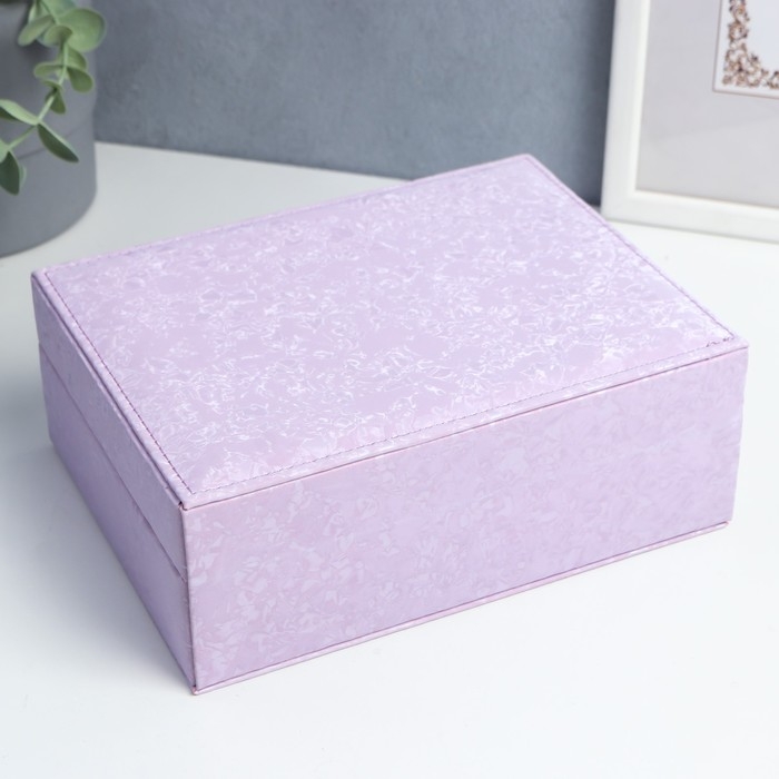 Шкатулка кожзам под часы 2 отделения и бижутерию  Шкатулка кожзам под часы 2 отделения и бижутерию "Под бархат" сиреневая 8х15,5х20,5 см