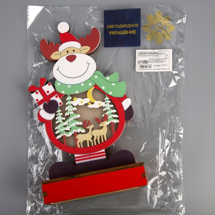 Светодиодная фигура «Олень» 13 × 24 × 5 см, дерево, батарейки ААх2 (не в комплекте), свечение тёплое белое Светодиодная фигура «Олень» 13 × 24 × 5 см, дерево, батарейки ААх2 (не в комплекте), свечение тёплое белое