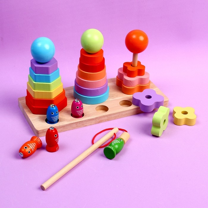 Развивающий набор «Пирамидки + рыбалка» 22 × 12,5 × 9,5 см Развивающий набор «Пирамидки + рыбалка» 22 × 12,5 × 9,5 см