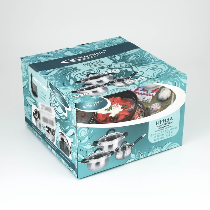 Набор посуды «Ирида», 3 предмета: кастрюли 2,9 л, 3,9 л, ковш 1,9 л, капсульное дно, индукция Набор посуды «Ирида», 3 предмета: кастрюли 2,9 л, 3,9 л, ковш 1,9 л, капсульное дно, индукция