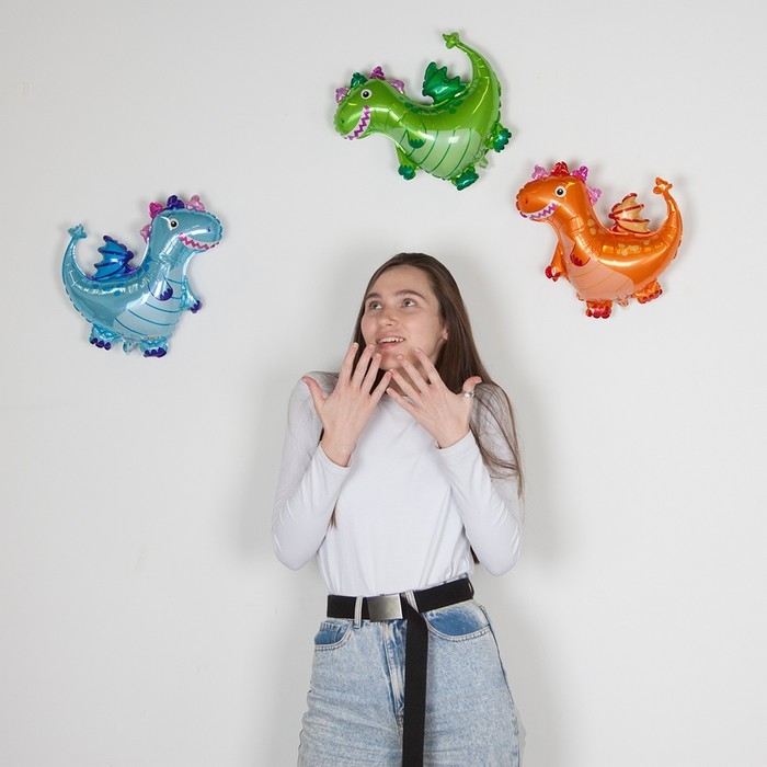 Шар фольгированный 14" &laquo;Дракон&raquo;, мини-фигура, цвет зелёный