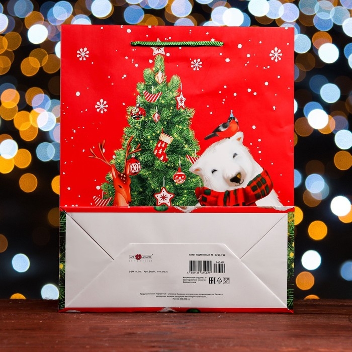 Новый год. Пакет подарочный "Сказочный замок ", 26 х 32 х 12 см.