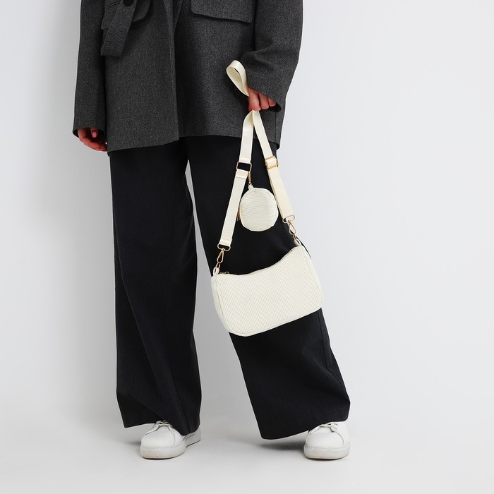 Сумка женская багет на молнии, цвет молочный Сумка женская багет на молнии, цвет молочный