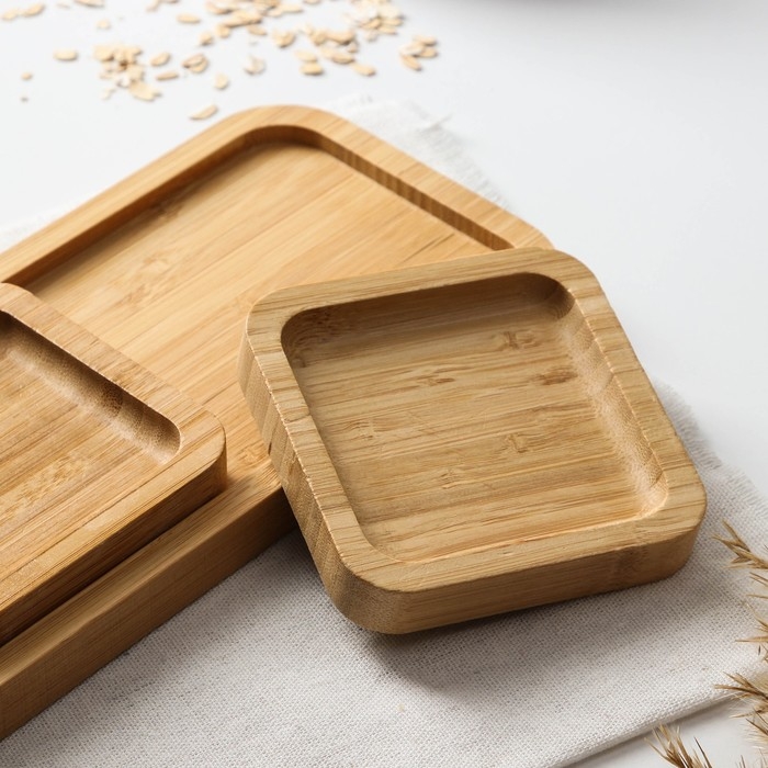 Соусник на подставке Доляна, 3 шт, 32×12×1,6 см, бамбук Соусник на подставке Доляна, 3 шт, 32×12×1,6 см, бамбук