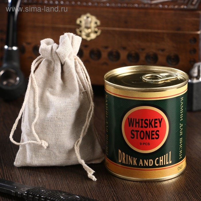 Набор камней для виски Набор камней для виски "Drink and chill", в консервной банке, 9 шт.