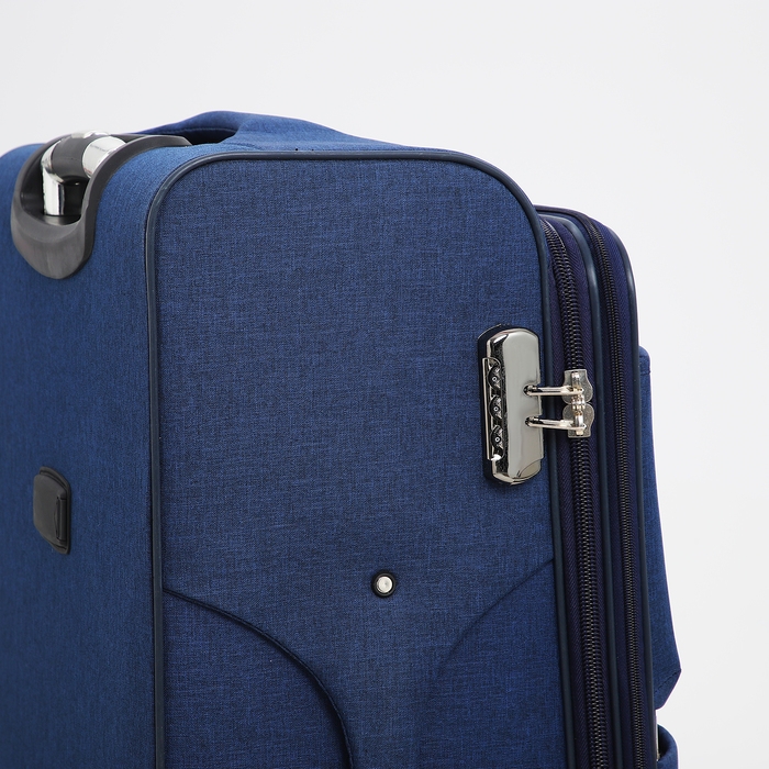 Чемодан большой 95 л (L), отдел на молнии, с расширением, кодовый замок, 3 колеса, 2 наружных кармана, цвет синий Чемодан большой 95 л (L), отдел на молнии, с расширением, кодовый замок, 3 колеса, 2 наружных кармана, цвет синий