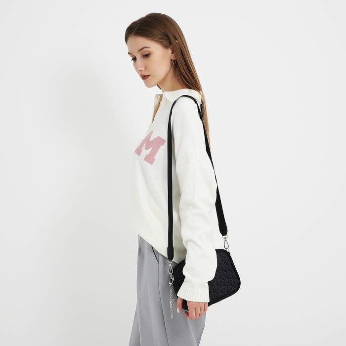 Сумка женская текстильная NK, 19х14х6 см, чёрный цвет Сумка женская текстильная NK, 19х14х6 см, чёрный цвет