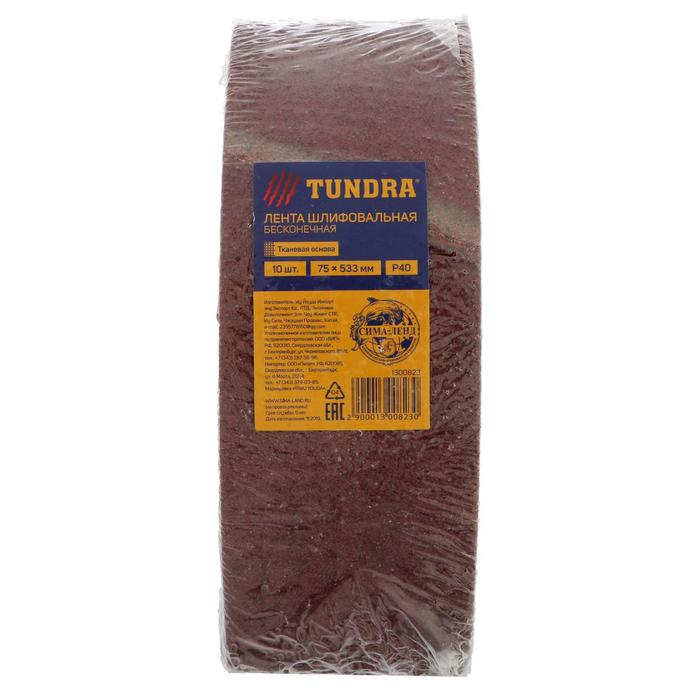 Лента абразивная бесконечная ТУНДРА, на тканевой основе, 75 х 533 мм, Р40, 10 шт. Лента абразивная бесконечная ТУНДРА, на тканевой основе, 75 х 533 мм, Р40, 10 шт.