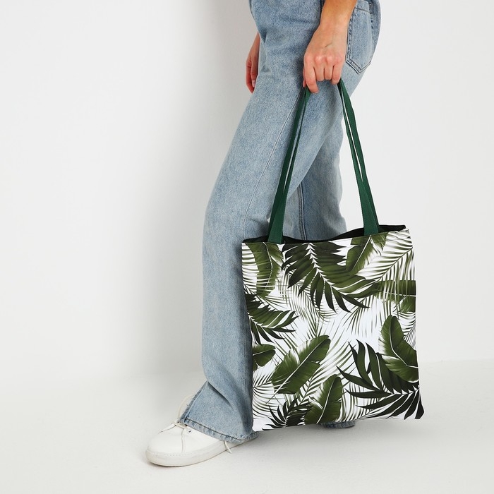 Шопер «Тропики» 35х0.5х40 см, отдел без молнии, без подклада, зеленый Шопер «Тропики» 35х0.5х40 см, отдел без молнии, без подклада, зеленый