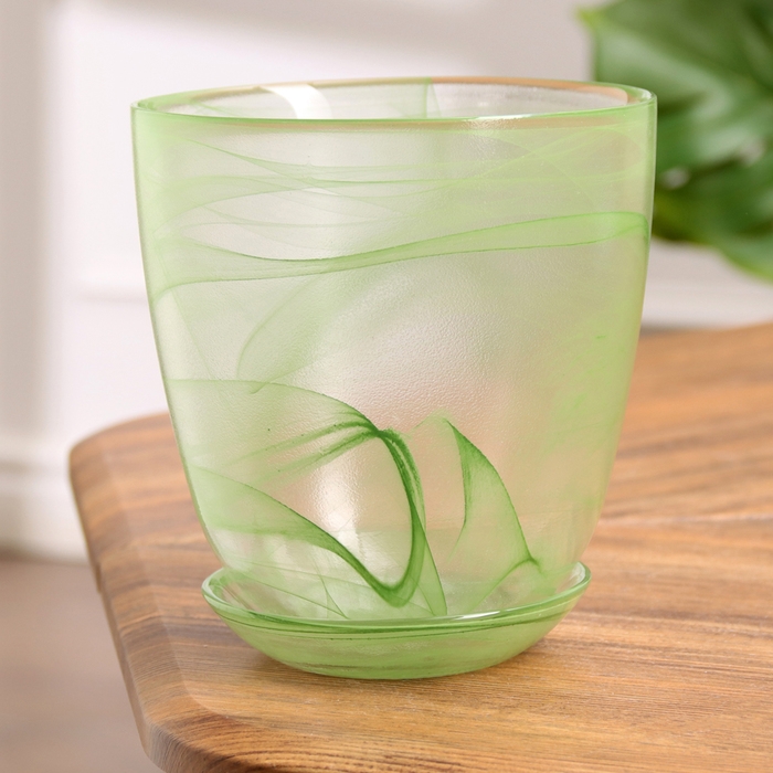 Горшок цветочный с поддоном Горшок цветочный с поддоном "Гармония", зелёный 1 л