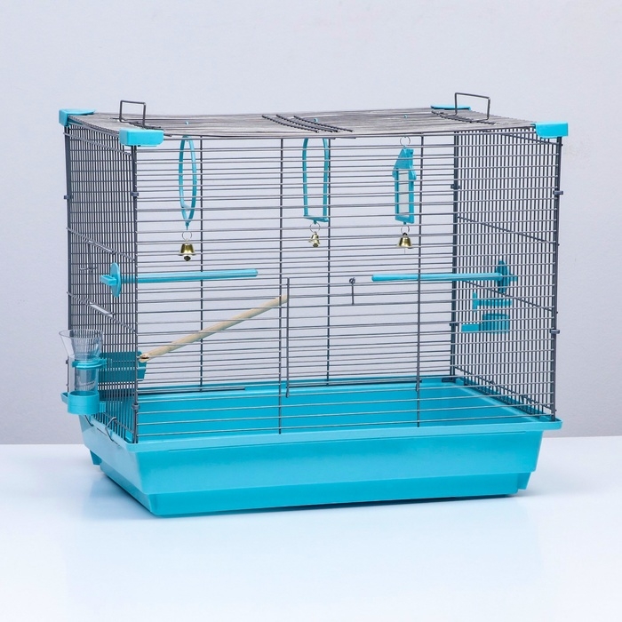 Клетка для птиц Клетка для птиц "Пижон" №104, разборная, 1 секция, 58 х 40 х 48см, бирюзовая