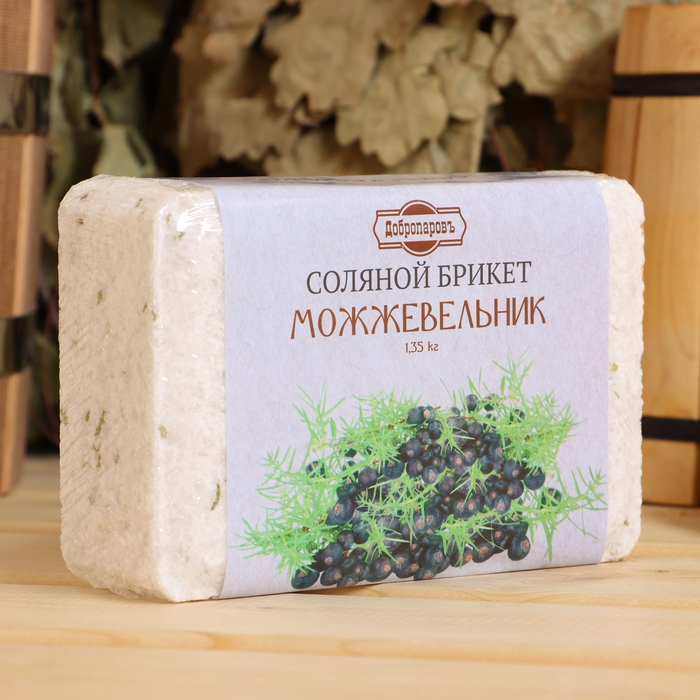 Соляной брикет  Соляной брикет "Можжевельник", 1,35 кг "Добропаровъ"
