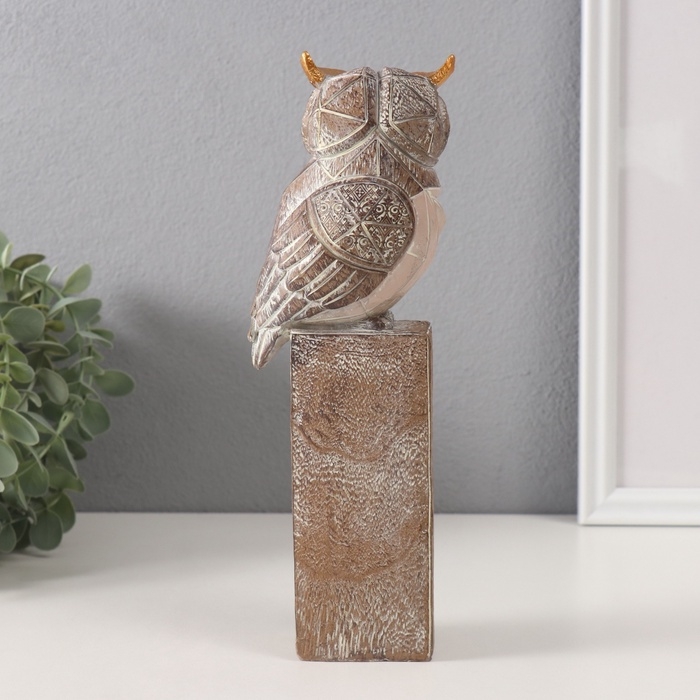 Сувенир полистоун Сувенир полистоун "Филин на пьедестале" беж 8х7х24 см