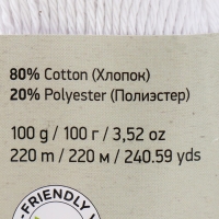 Пряжа "Eco-Cotton" 80% хлопок 20% полиэстер 220м/100гр (760 ультрабелый)