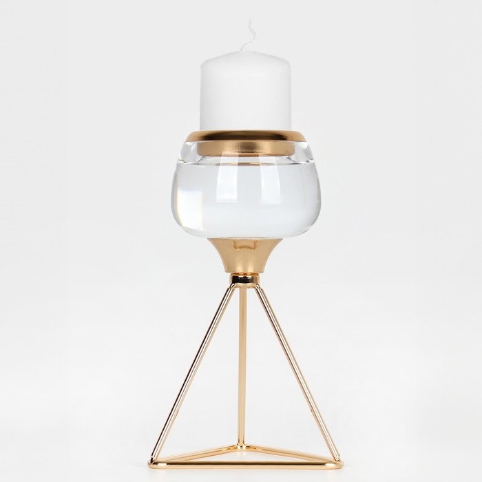 Подсвечник металл, стекло на 1 свечу «Изысканность» цвет золото 9.5 х 9.5 х 17 см Подсвечник металл, стекло на 1 свечу «Изысканность» цвет золото 9.5 х 9.5 х 17 см