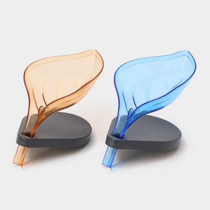 Мыльница на присосках Доляна «Лист», пластик, 21×9×15 см, цвет МИКС