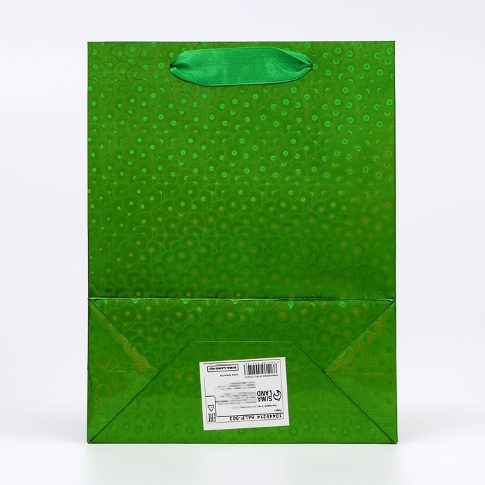 Пакет подарочный, фольгированный, упаковка, с окном,  Пакет подарочный, фольгированный, упаковка, с окном, "Зеленый", S 23,5 х18 х 8,5 см