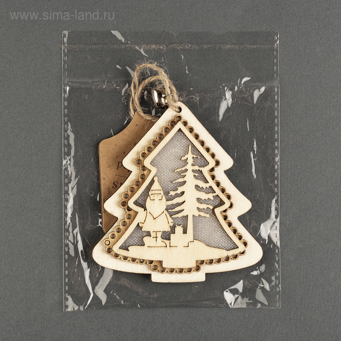 Ёлочная игрушка «Ёлочка с Дедом Морозом», от батареек, свечение тёплое белое Ёлочная игрушка «Ёлочка с Дедом Морозом», от батареек, свечение тёплое белое