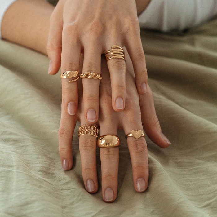 Кольцо «Звенья» крупная цепь, цвет золото, безразмерное