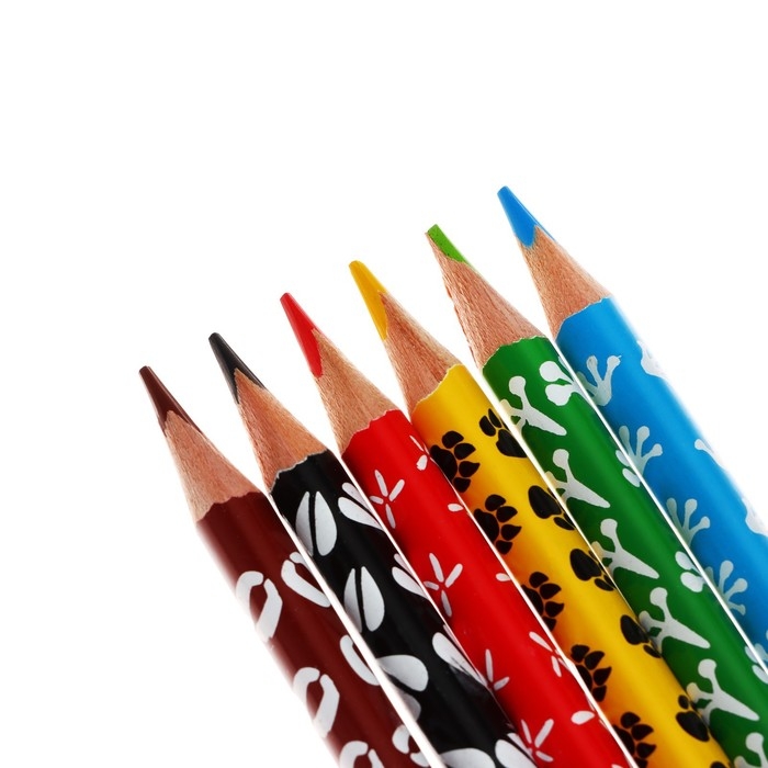Карандаши 6 цветов Карандаши 6 цветов "Зоопарк" Каляка-Маляка, трехгранные, с принтом на корпусе, дерево