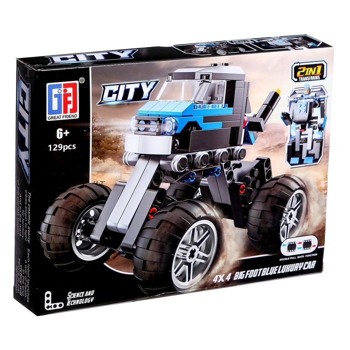 Конструктор инерционный «Внедорожник», 2 варианта сборки, 129 деталей Конструктор инерционный «Внедорожник», 2 варианта сборки, 129 деталей