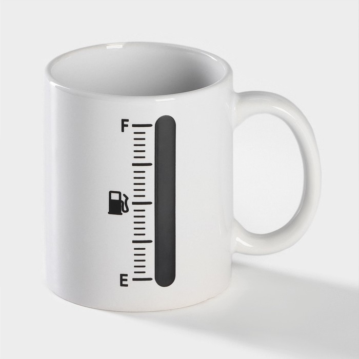 Кружка - хамелеон керамическая Доляна «Уровень топлива», 350 мл, цвет белый Кружка - хамелеон керамическая Доляна «Уровень топлива», 350 мл, цвет белый