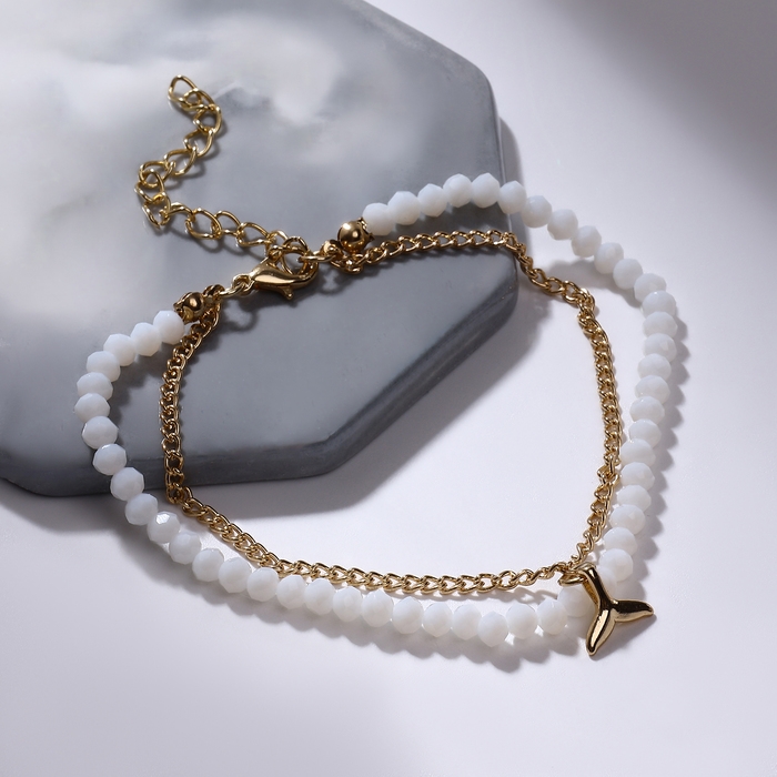 Браслет на ногу «Хвост» русалки, цвет белый в золоте, 28,5 см Браслет на ногу «Хвост» русалки, цвет белый в золоте, 28,5 см