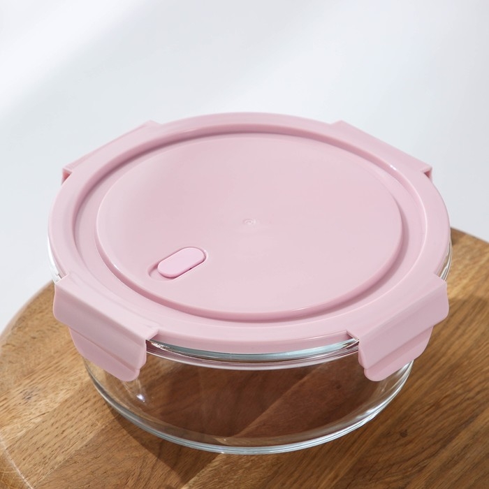 Контейнер из жаропрочного стекла круглый Cook and Freeze, 900 мл, 18×7 см, цвет МИКС