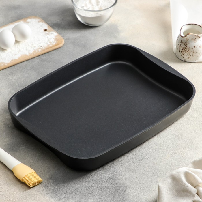 Противень «Традиция», 40,2×29,6×5 см, антипригарное покрытие, цвет чёрный Противень «Традиция», 40,2×29,6×5 см, антипригарное покрытие, цвет чёрный