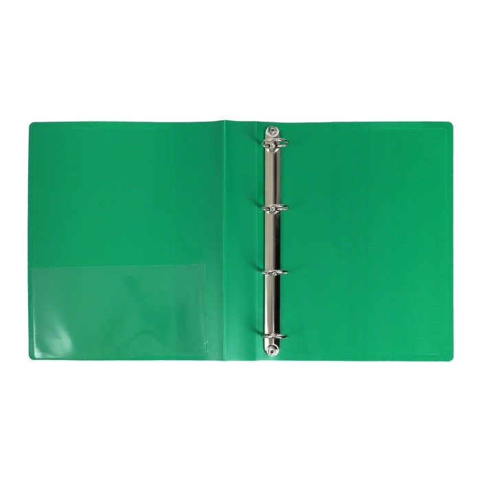 Папка на 4 кольцах А4 Calligrata, 40 мм, 700 мкм, пластик, внутренний карман, карман на корешок, зеленая Папка на 4 кольцах А4 Calligrata, 40 мм, 700 мкм, пластик, внутренний карман, карман на корешок, зеленая