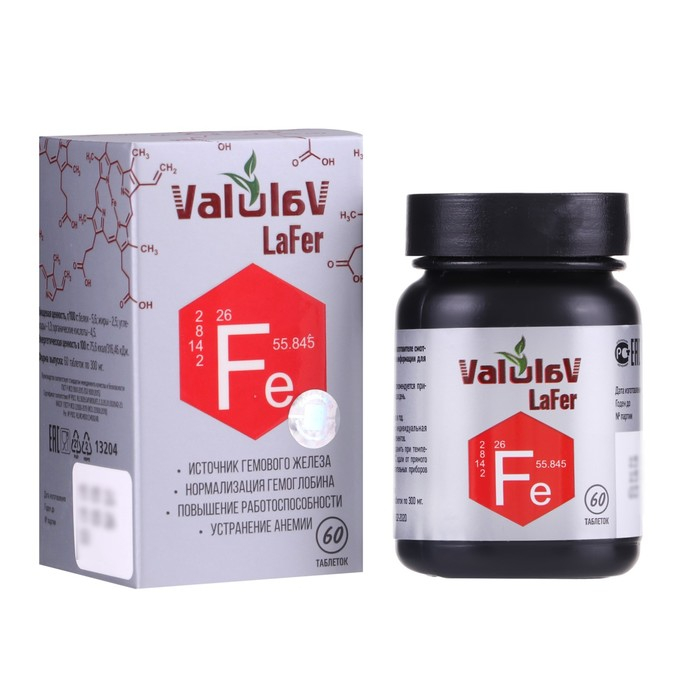 Таблетки ValulaV LaFer, нормализация гемоглобина, 60 шт. Таблетки ValulaV LaFer, нормализация гемоглобина, 60 шт.