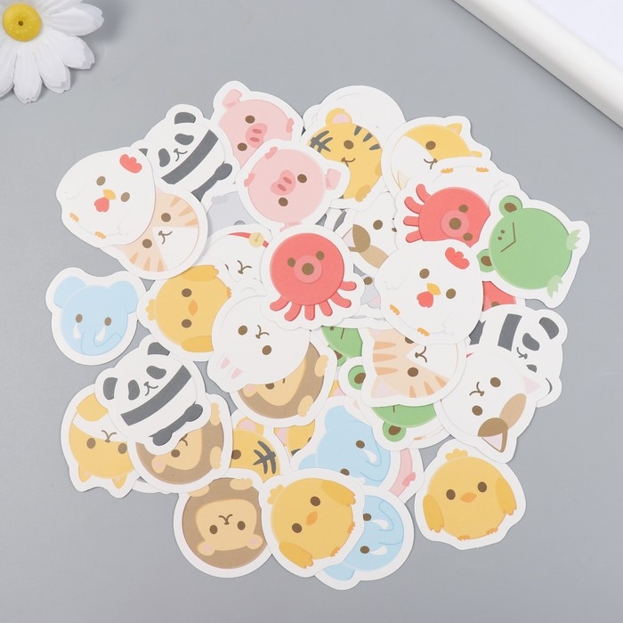 Наклейки для творчества Наклейки для творчества "Зверята-кругляши" набор 45 шт 4,4х4,4х1,1 см